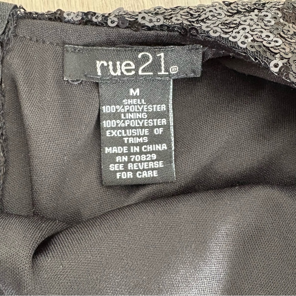 Rue21 Womens Dress Black Medium Sequin Metallic Statement Piece Midi - Picture 7 of 13